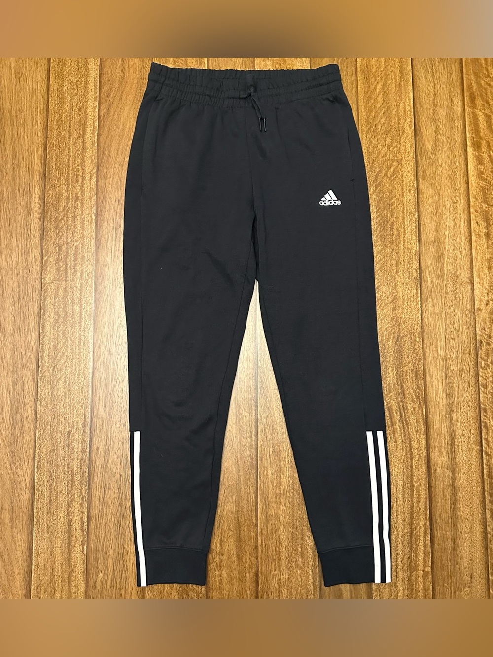 adidas Kids Black Joggers with White Side Stripes